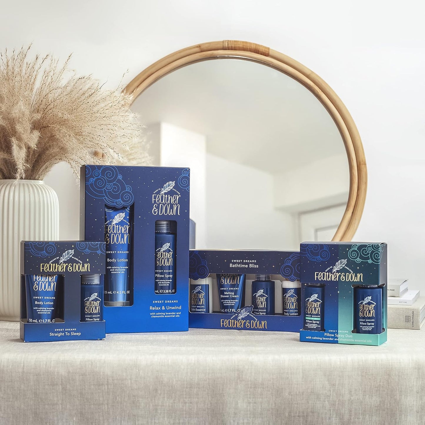 Feather & Down Sweet Dream Relax and Unwind Gift Set (100ml Pillow Spray & 125ml Body Lotion) - With Calming Lavender & Chamomile Essential Oils