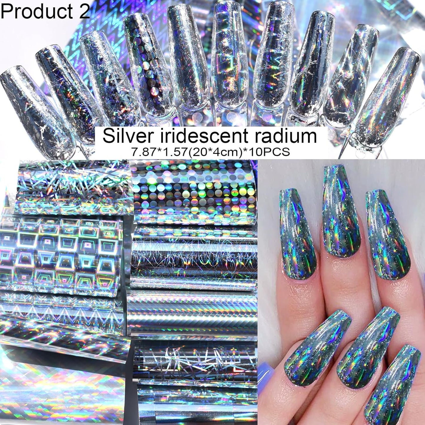 Nail Art Transfer Foils, 60 Pieces, Mixed Designs - Dried Flowers, Iridescent, Animal Print, Marble, Checkered Patterns, 1 Pcs Nail Art Engraving Pen Silicone Pen 7.87 x 1.57 inches(60)